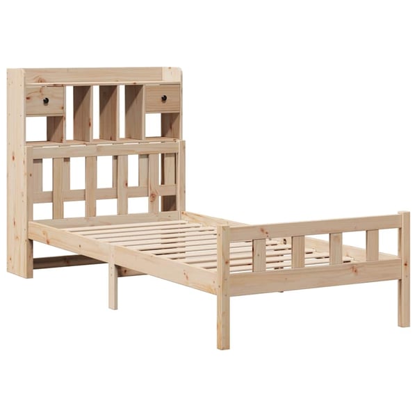 vidaXL Seng med bokhylle uten madrass 90x190 cm heltre furu