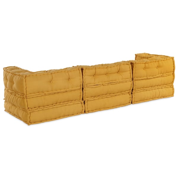 vidaXL Puf Sæt af 3 Gul 100% bomuld 70 x 70 x 54 cm Modulær