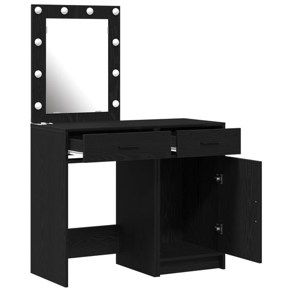 vidaXL Sminkebord med dør 2 pcs Svart 50 x 41 x 135 cm Konstruert tre