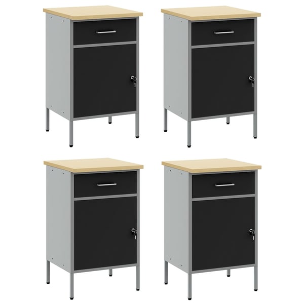 vidaXL Arbeidsskap med skuff 4 pcs Svart og Grå 200 x 55 x 85 cm