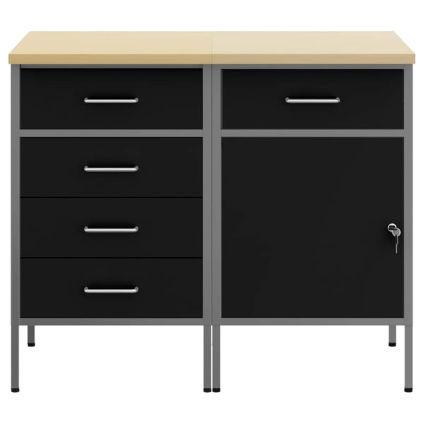vidaXL Työpöytäkaappi 2 kpl Mustat ja harmaa 100 x 55 x 85 cm