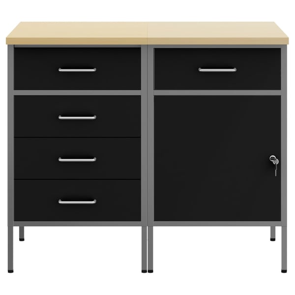 vidaXL Arbejdsskab med skuffe 2 pcs Sort og grå 75 x 45 x 85 cm