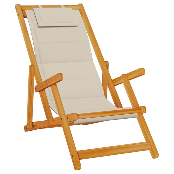 vidaXL Strandstol med pute 2 pcs Brun Solid akasietre