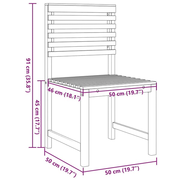 vidaXL Hage Stol 2 pcs Brun 50 x 50 x 91cm Massivt akasietre