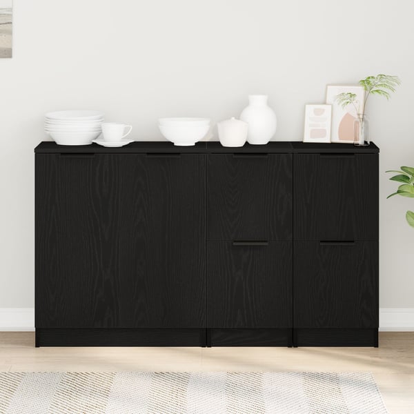 vidaXL Sidebord Svart Eik 180 x 30 x 70 cm Konstruert tre