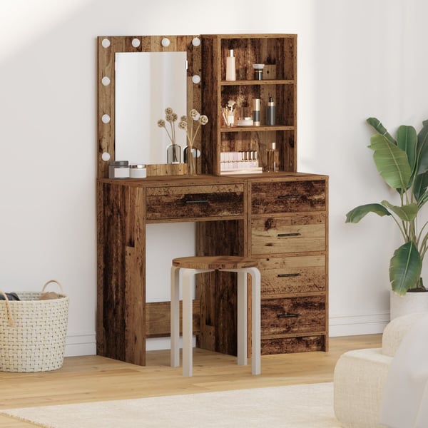 vidaXL Sminkebord med skuff 2 pcs Brun 50 x 41 x 135 cm Konstruert tre