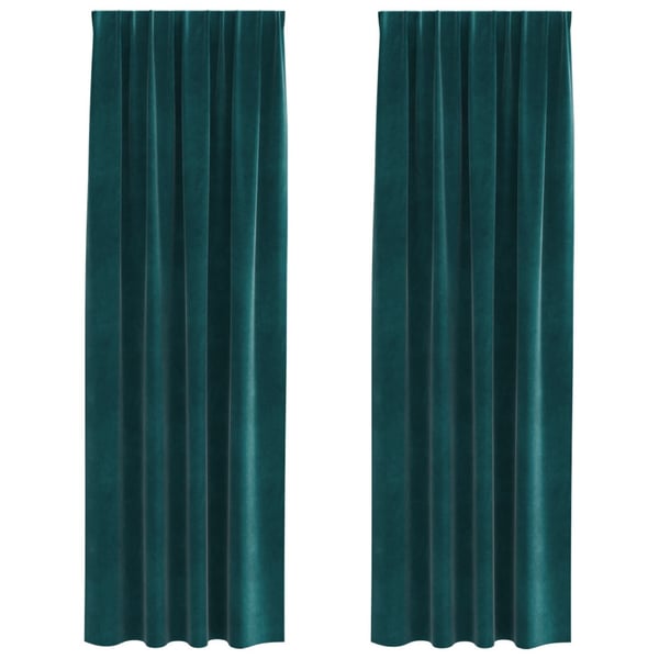 vidaXL Blendingsgardiner 2 pcs Mørkegrønn 140 x 245 cm Fløyel