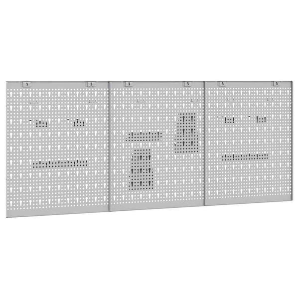 vidaXL Työkaluseinäpaneeli 3 kpl Harmaa 150 x 1 x 60 cm