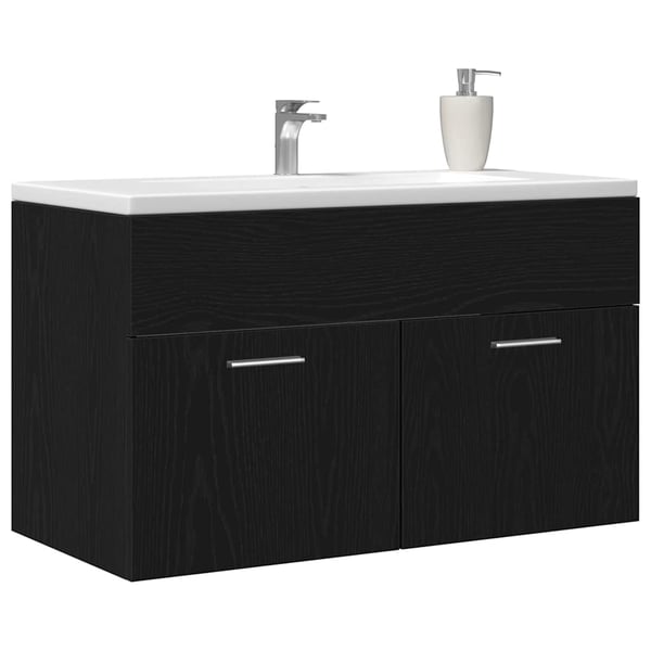 vidaXL Vaskeskap med dør Svart Eik 38,5 x 100 x 46 cm Konstruert tre