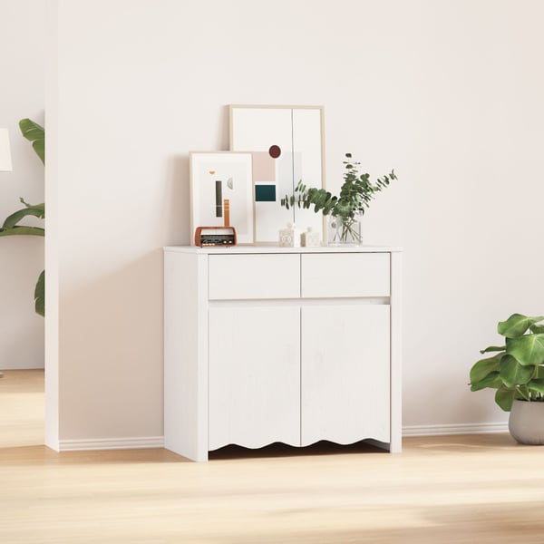 vidaXL Vit Trä Medel Förvaring Sideboard Rektangulär Modern