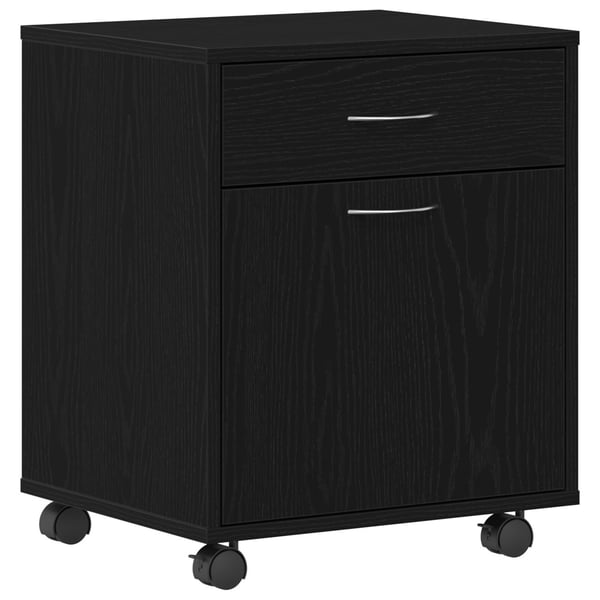 vidaXL Rullende skap med hjul Svart Eik 45 x 38 x 54 cm Konstruert tre