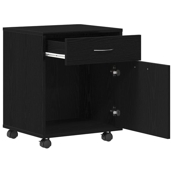 vidaXL Rullende skap med hjul Svart Eik 45 x 38 x 54 cm Konstruert tre
