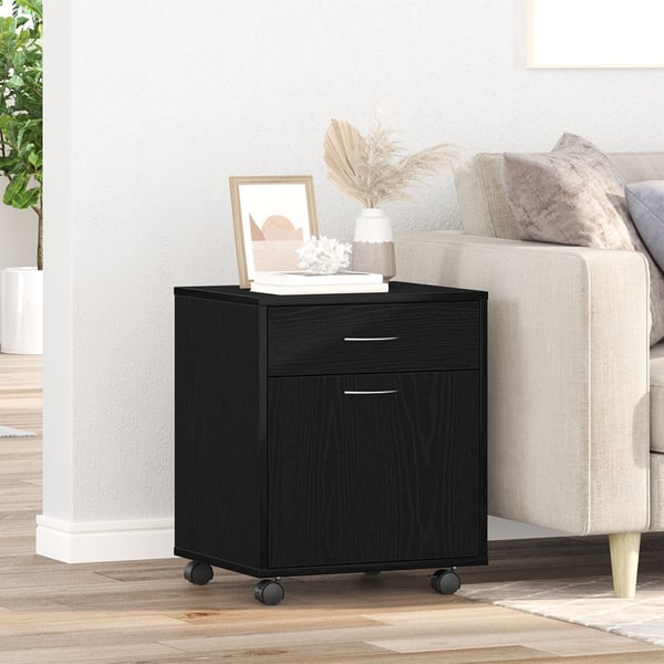 vidaXL Rullende skap med hjul Svart Eik 45 x 38 x 54 cm Konstruert tre