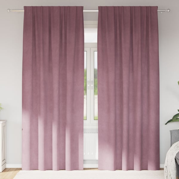vidaXL Blendingsgardiner 2 pcs Mørk rosa 140 x 260 cm Fløyel