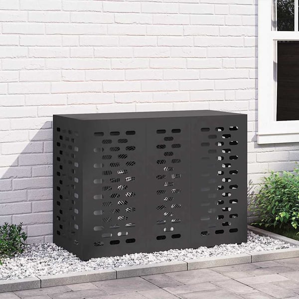 vidaXL Air Conditioner Cover Sort 110 x 50 x 80 cm Stål