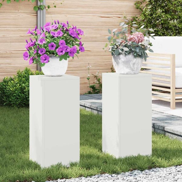 vidaXL Planteholder 2 pcs Hvit 24 x 24 x 55 cm Stål