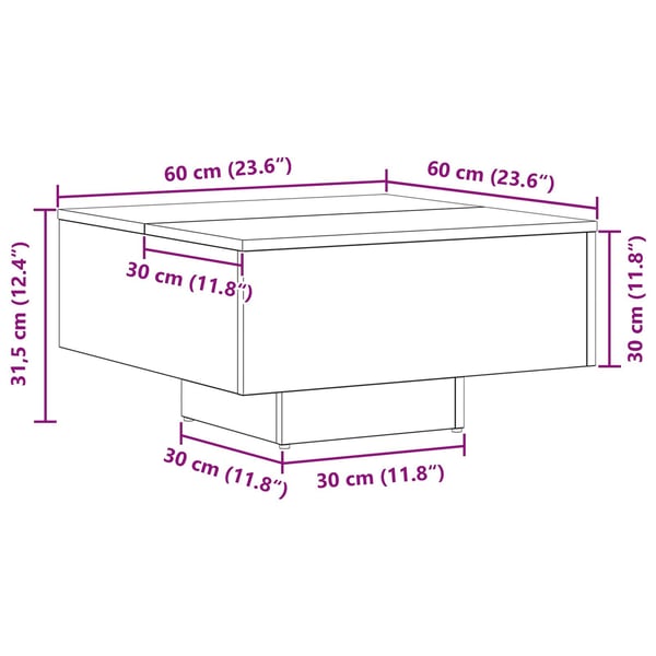 vidaXL Kaffebord Svart Eik 60 x 60 x 31,5 cm Konstruert tre