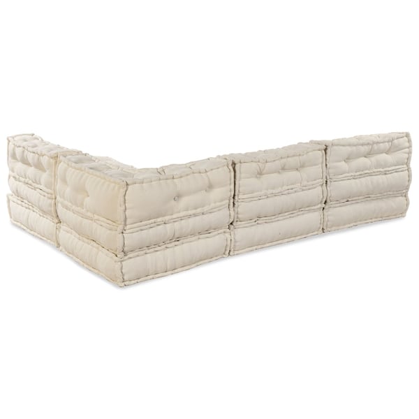 vidaXL Puf Sæt af 4 Creme 100% bomuld 70 x 70 x 54 cm Modulær Puf