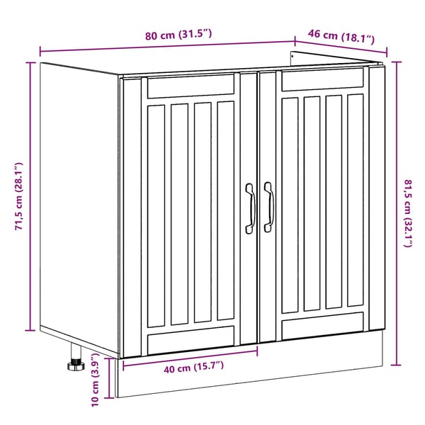 vidaXL Køkkenskab Lucca 2 pcs Brun 80 x 46 x 81.5 cm Konstrueret træ
