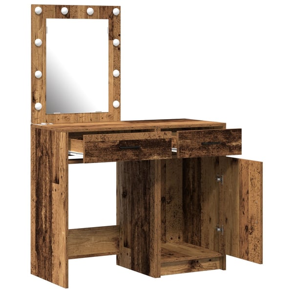 vidaXL Sminkebord med skuff 2 pcs Brun 50 x 41 x 135 cm Konstruert tre