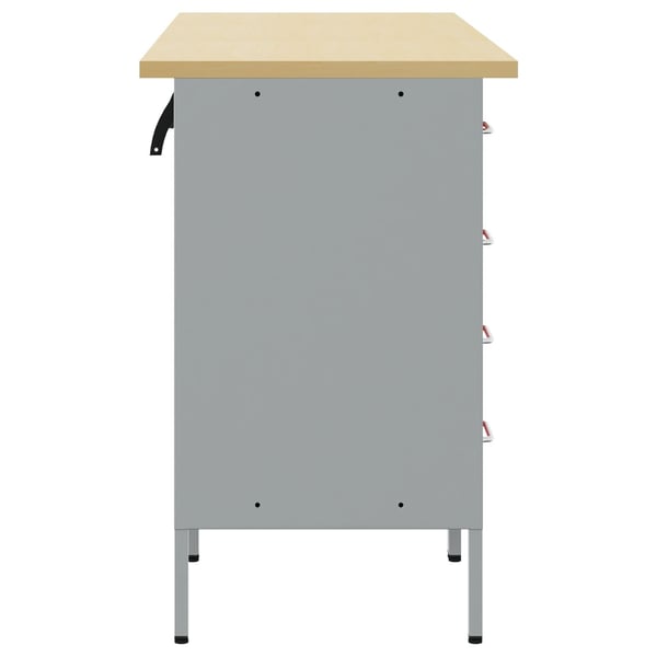 vidaXL Arbeidsskap med skuff med lås 3 pcs Rød og Grå 150 x 55 x 85 cm