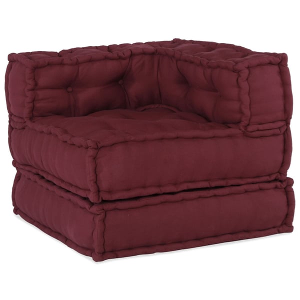 vidaXL Pouf Sæt af 3 Bordeaux 100% bomuld 70 x 70 x 54 cm Modulær