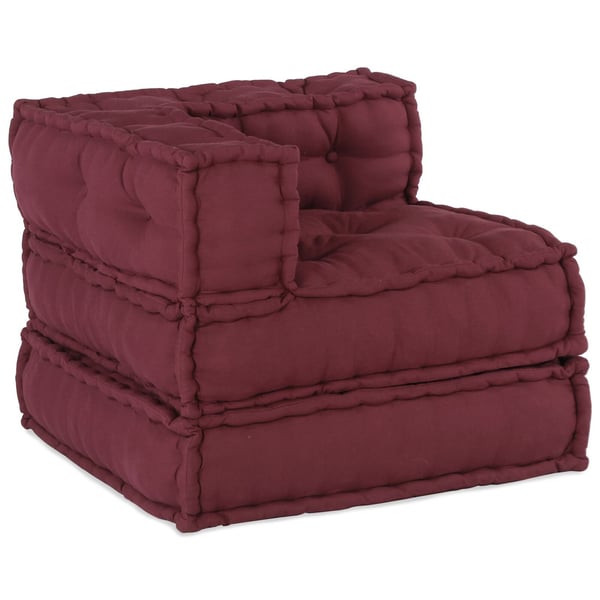 vidaXL Pouf Sæt af 3 Bordeaux 100% bomuld 70 x 70 x 54 cm Modulær