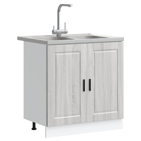 vidaXL Vaskeskabsbase med opbevaring Porto 2 pcs Grå 80 x 46 x 84.5 cm