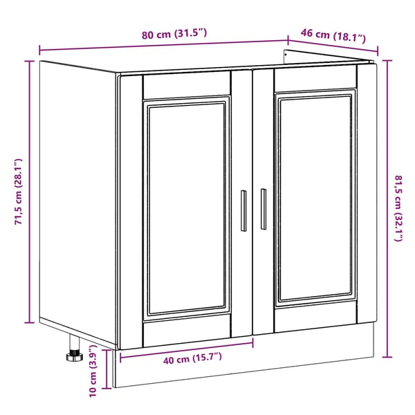 vidaXL Vaskeskabsbase med opbevaring Porto 2 pcs Grå 80 x 46 x 84.5 cm