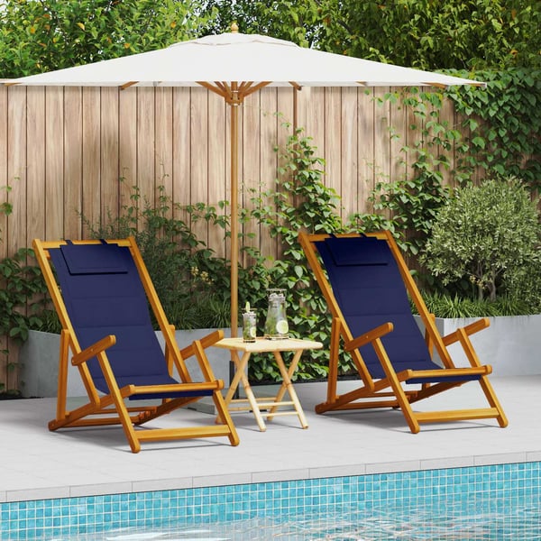 vidaXL Fällbara Strandstolar 2-pack Blå