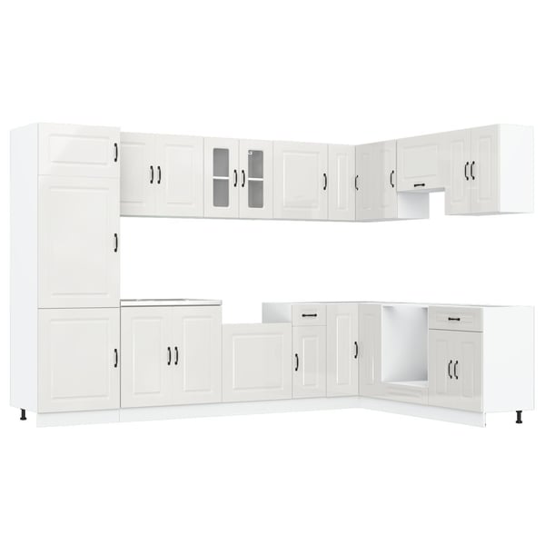 vidaXL Kjøkkenskap med lagring Kalmar Glanset hvit 80 x 46 x 81,5 cm