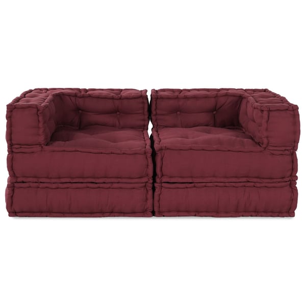 vidaXL Pouffe Sæt af 2 Bordeaux Stof (100% bomuld) Stor Modulær