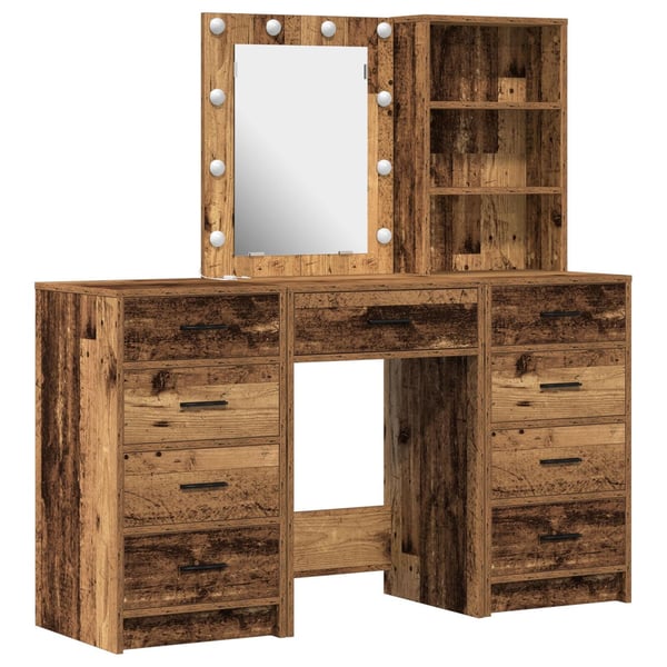 vidaXL Sminkebord med skuff 3 pcs Brun 40 x 41 x 135 cm Konstruert tre