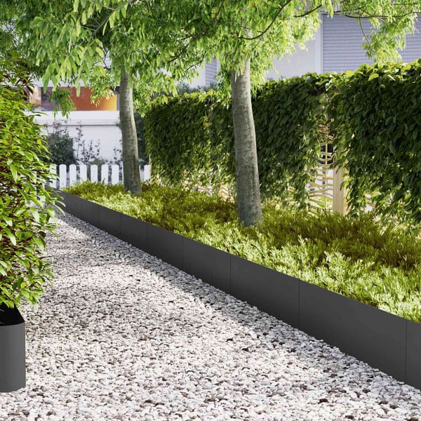 vidaXL Gjerdekant 50 pcs Svart 100 x 0,05 x 30 cm Kaldvalset stål