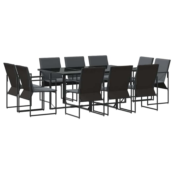 vidaXL Hage Spisegruppe 11 pcs Svart Stål