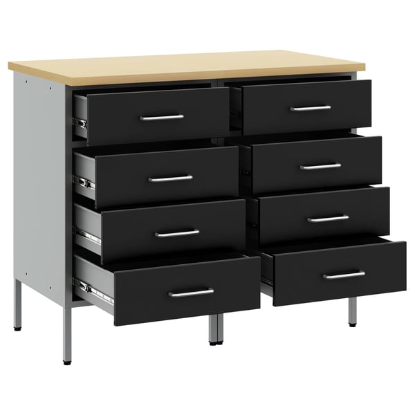 vidaXL Arbeidsskap med skuff 2 pcs Svart og Grå 100 x 55 x 85 cm