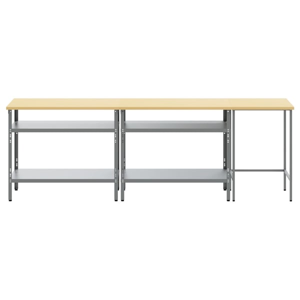 vidaXL Arbeidsbenksett med hylle 3 pcs Beige og grå Pulverlakkert stål