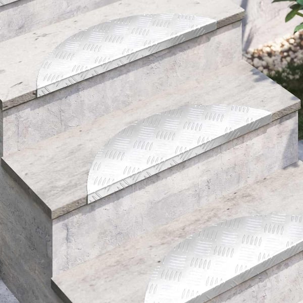 vidaXL Trappsteg Halvmåne 15 pcs Silver 60 x 18 x 2,5 cm Aluminium