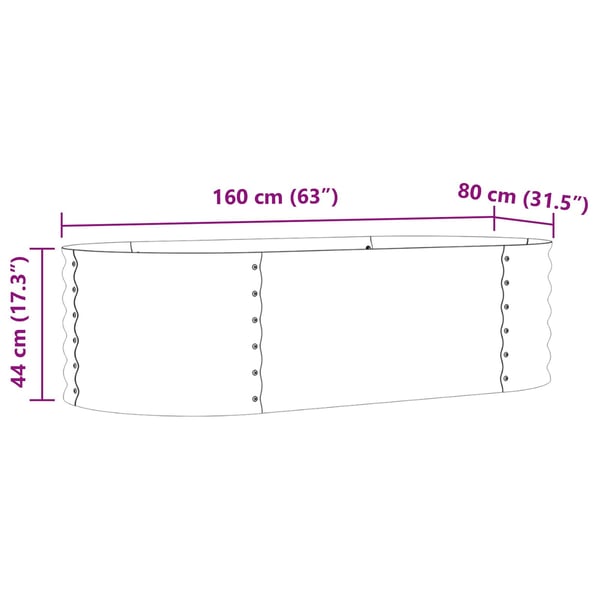 vidaXL Hævet bed Grøn 160 x 80 x 44 cm Stål