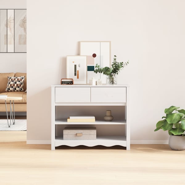 vidaXL Konsolbord Drammen Hvid 89,5 x 37 x 73 cm Massiv fyrretræ