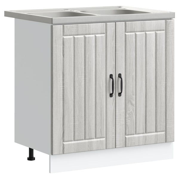 vidaXL Kjøkkenskap med lagring Lucca 2 pcs Lysegrå 80 x 46 x 81.5 cm