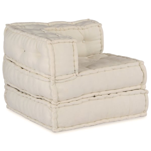 vidaXL Puf Sæt af 3 Cremefarvet Stof (100% bomuld) 70 x 70 x 54 cm