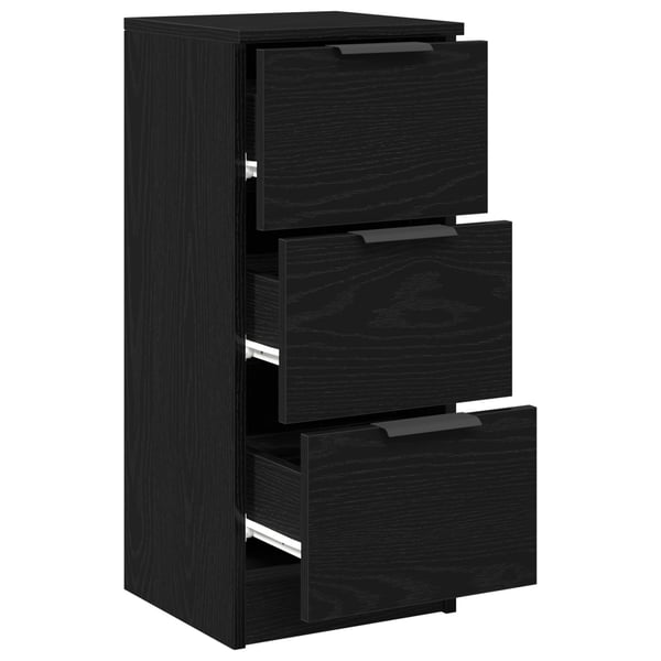 vidaXL Sideboard med skuffe Sort eg 30 x 30 x 70 cm Konstrueret træ