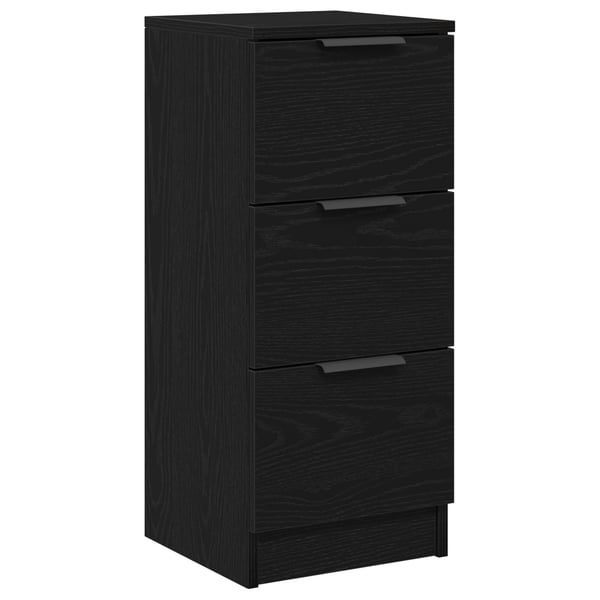 vidaXL Sideboard med skuffe Sort eg 30 x 30 x 70 cm Konstrueret træ