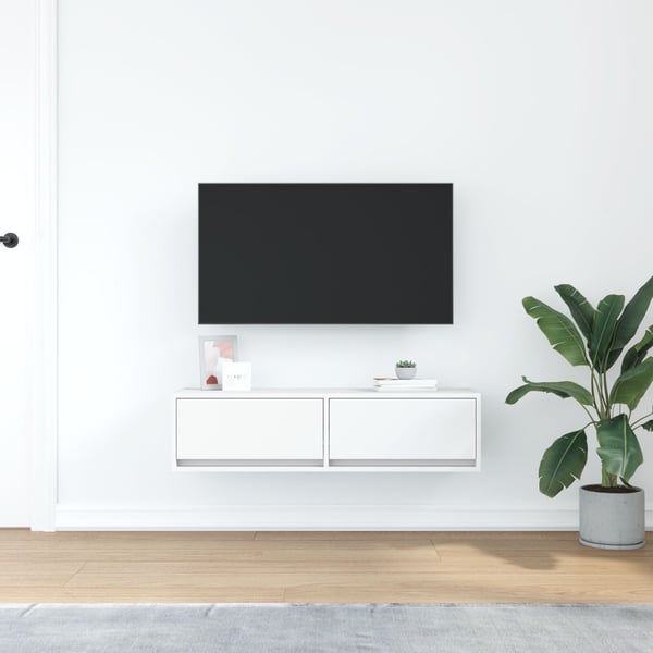 vidaXL TV-skap med skuff Hvit 100 x 31 x 25,5 cm Konstruert tre