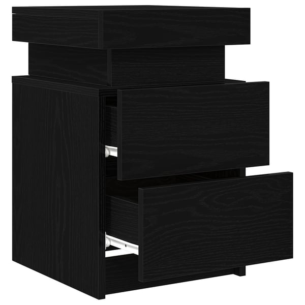 vidaXL Nattbordskap med skuff Svart Eik 35 x 39 x 55 cm Konstruert tre