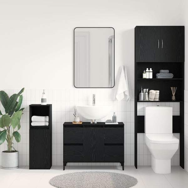 vidaXL Baderomsvaskeskap Svart Eik 80 x 33 x 60 cm Konstruert tre