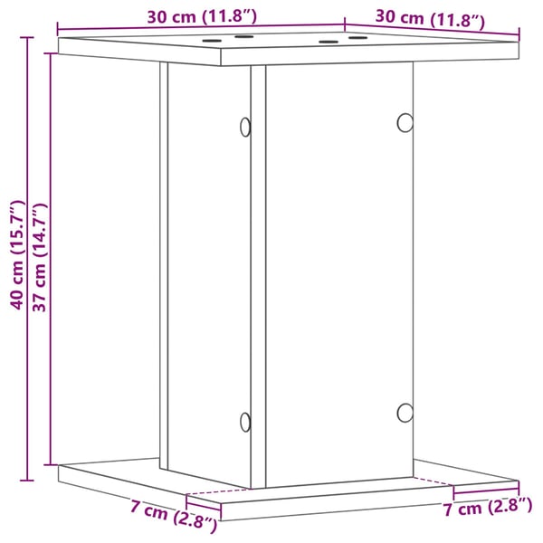 vidaXL Planteholder 2 pcs Svart Eik 30 x 30 x 40 cm Konstruert tre