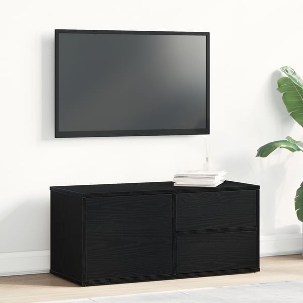 vidaXL TV-skap med skuff Svart Eik 80 x 34 x 36 cm Konstruert tre