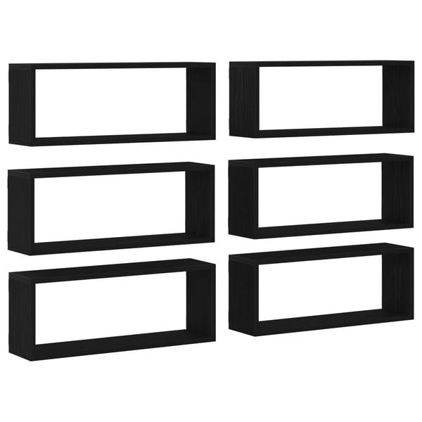 vidaXL Vegghyller 6 pcs Svart Eik 60 x 15 x 23 cm Konstruert tre